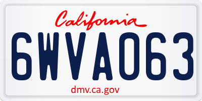 CA license plate 6WVA063