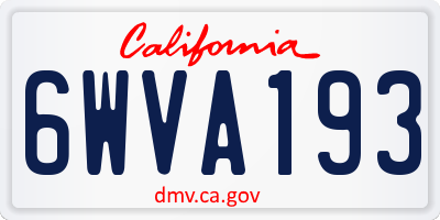 CA license plate 6WVA193