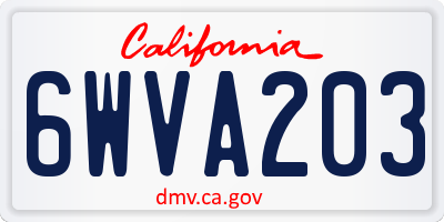 CA license plate 6WVA203