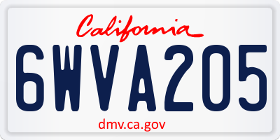 CA license plate 6WVA205