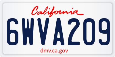 CA license plate 6WVA209
