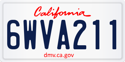 CA license plate 6WVA211