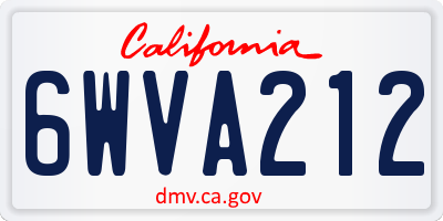 CA license plate 6WVA212