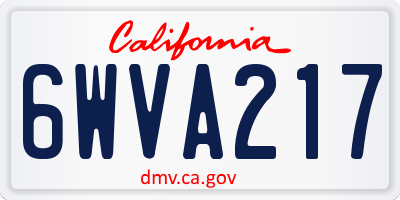 CA license plate 6WVA217
