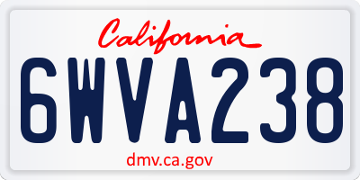 CA license plate 6WVA238