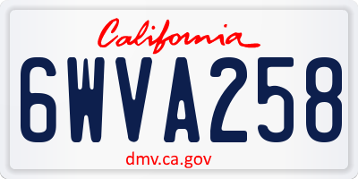 CA license plate 6WVA258