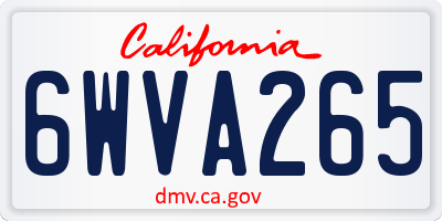 CA license plate 6WVA265