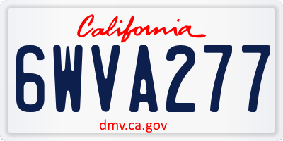 CA license plate 6WVA277
