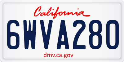 CA license plate 6WVA280