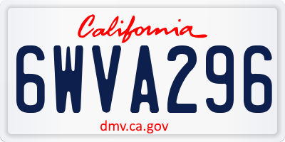 CA license plate 6WVA296
