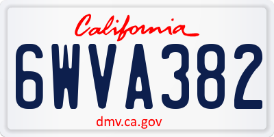 CA license plate 6WVA382