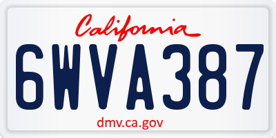 CA license plate 6WVA387
