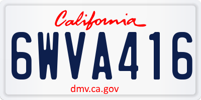 CA license plate 6WVA416