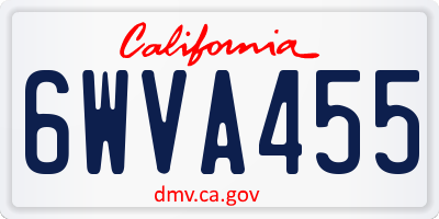 CA license plate 6WVA455