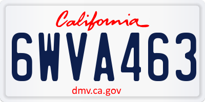 CA license plate 6WVA463