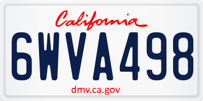 CA license plate 6WVA498
