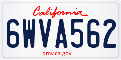 CA license plate 6WVA562