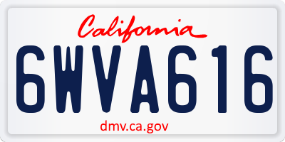 CA license plate 6WVA616