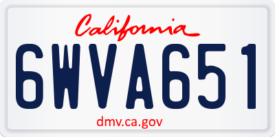 CA license plate 6WVA651