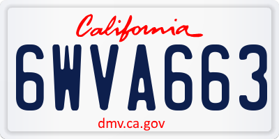 CA license plate 6WVA663