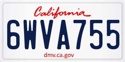 CA license plate 6WVA755