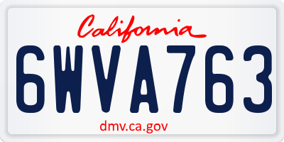 CA license plate 6WVA763