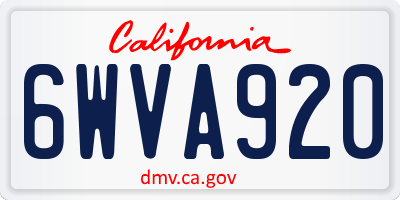 CA license plate 6WVA920
