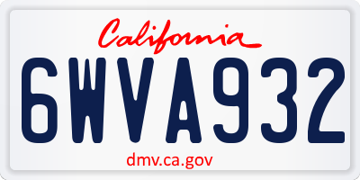 CA license plate 6WVA932