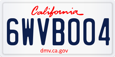 CA license plate 6WVB004