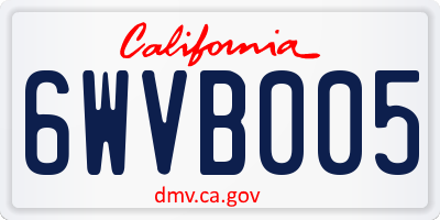 CA license plate 6WVB005