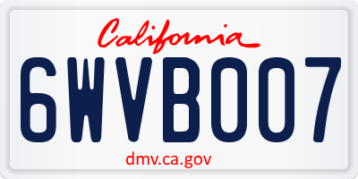 CA license plate 6WVB007