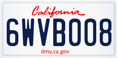 CA license plate 6WVB008