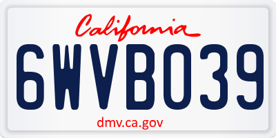CA license plate 6WVB039