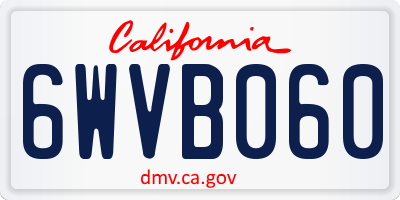 CA license plate 6WVB060
