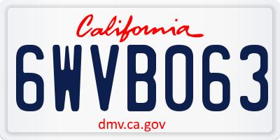 CA license plate 6WVB063