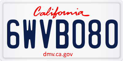 CA license plate 6WVB080