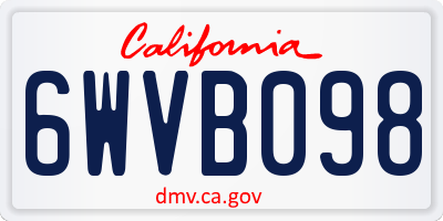 CA license plate 6WVB098