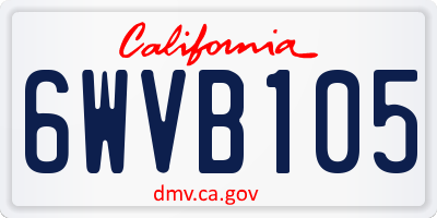 CA license plate 6WVB105