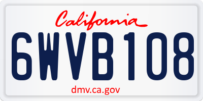 CA license plate 6WVB108