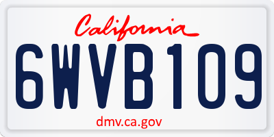 CA license plate 6WVB109