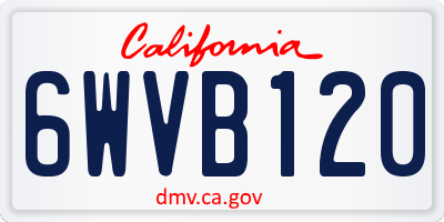 CA license plate 6WVB120