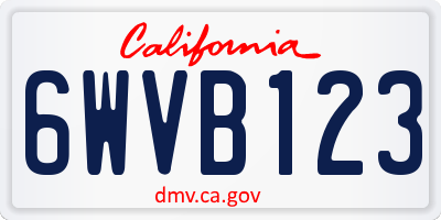 CA license plate 6WVB123