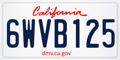 CA license plate 6WVB125