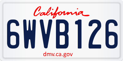CA license plate 6WVB126
