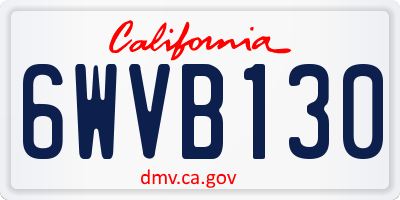 CA license plate 6WVB130