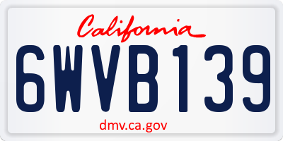 CA license plate 6WVB139