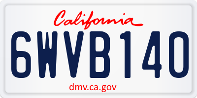 CA license plate 6WVB140