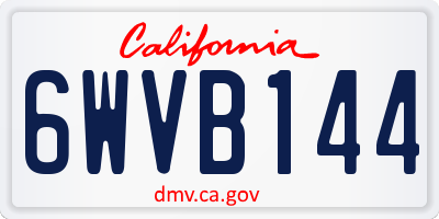 CA license plate 6WVB144