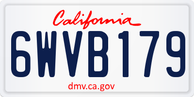 CA license plate 6WVB179