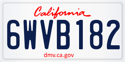 CA license plate 6WVB182